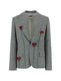 Moschino floral-appliqu Melange Blazer Grey at Farfetch